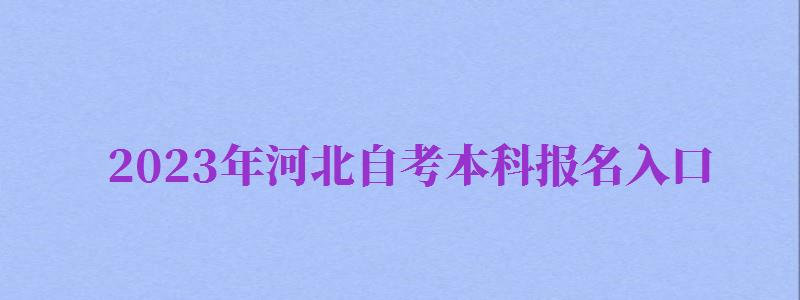 2024年河北自考本科報(bào)名入口