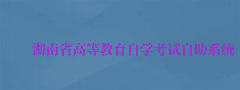 湖南省高等教育自學(xué)考試自助系統(tǒng)（湖南省高等教育自學(xué)考試自助服務(wù)系）