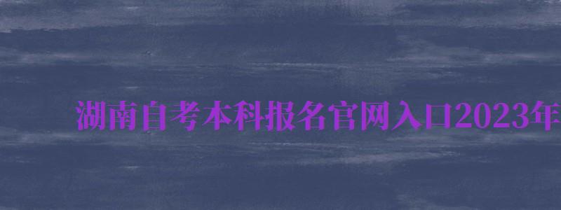 湖南自考本科報名官網(wǎng)入口2024年