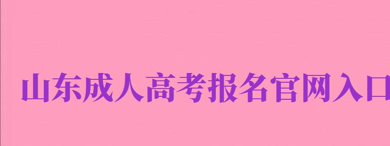 山東成人高考報名官網(wǎng)入口