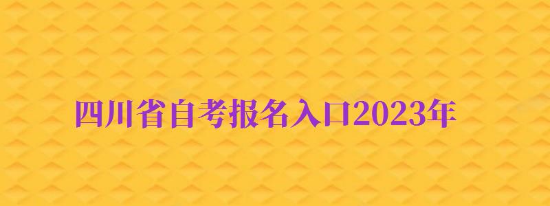 四川省自考報(bào)名入口2024年