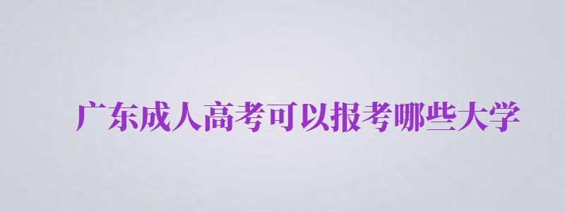 廣東成人高考可以報考哪些大學(xué)