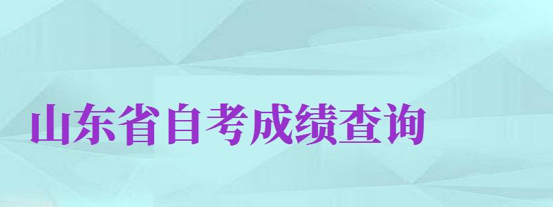 山東省自考成績(jī)查詢（山東省自考成績(jī)查詢系統(tǒng)入口）